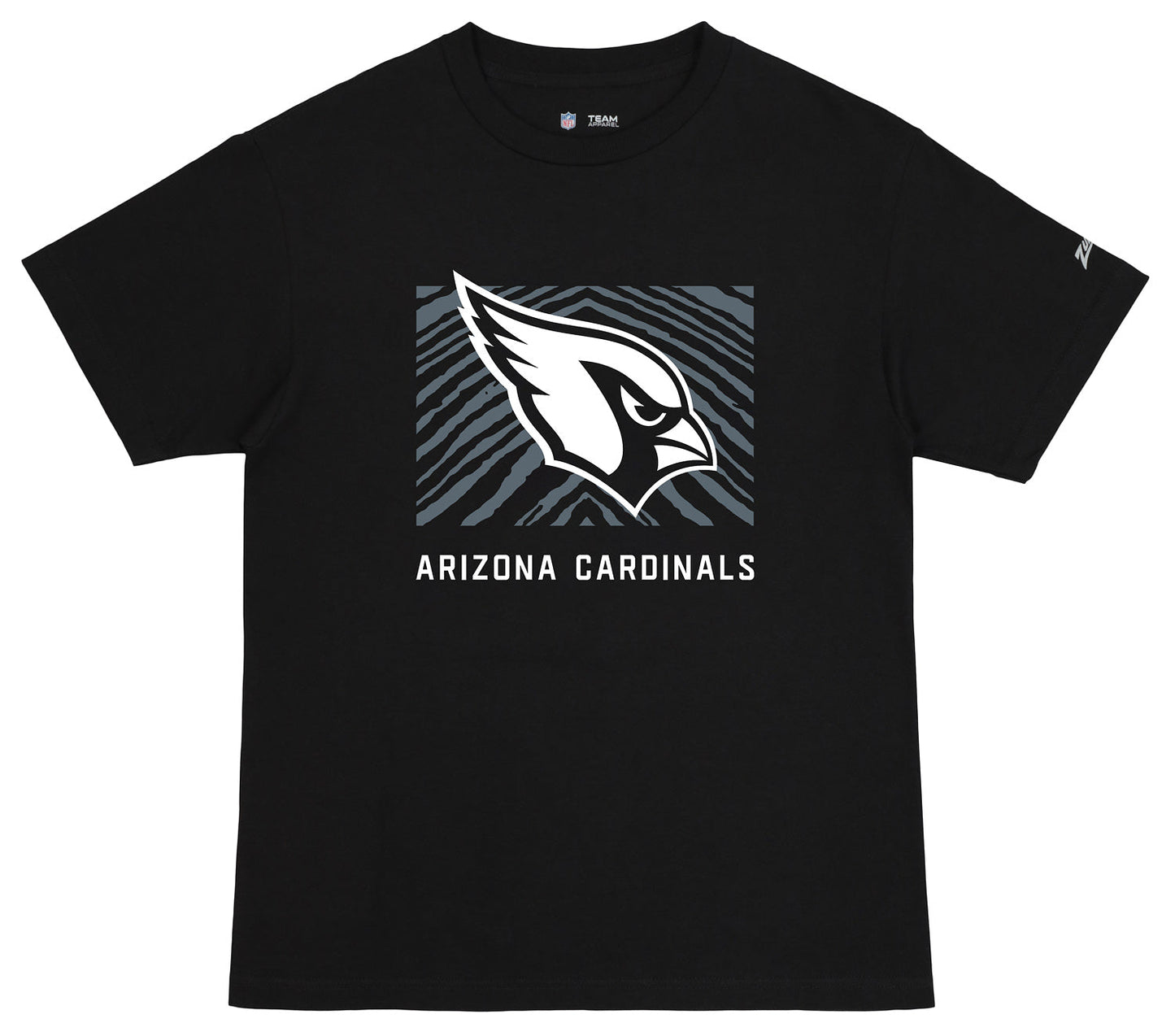 Zubaz NFL Unisex Cotton Heavyweight Short Sleeve T-shirt Black With Grey Tonal Tunnel Logo for Men and Women, Arizona Cardinals