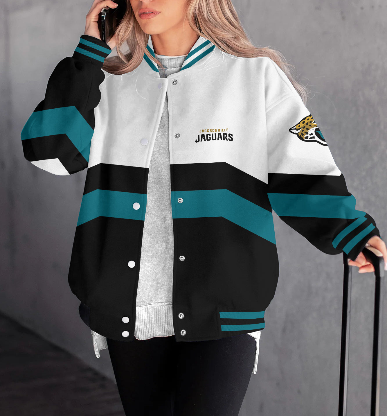 Jacksonville Jaguars Women's Long Pass Full- Snap Casual Jacket