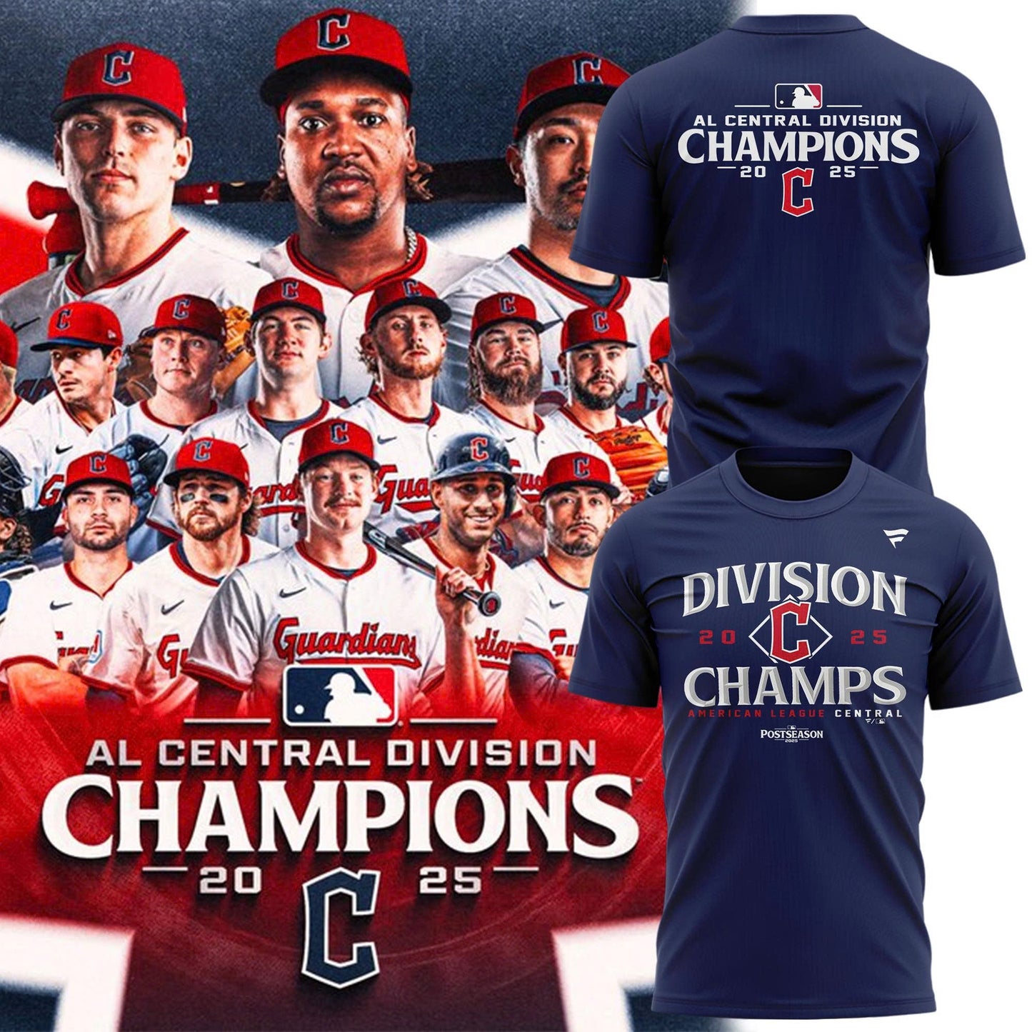 Special Edition Cleveland Guardians 2025 AL Central Division Champions Tshirt