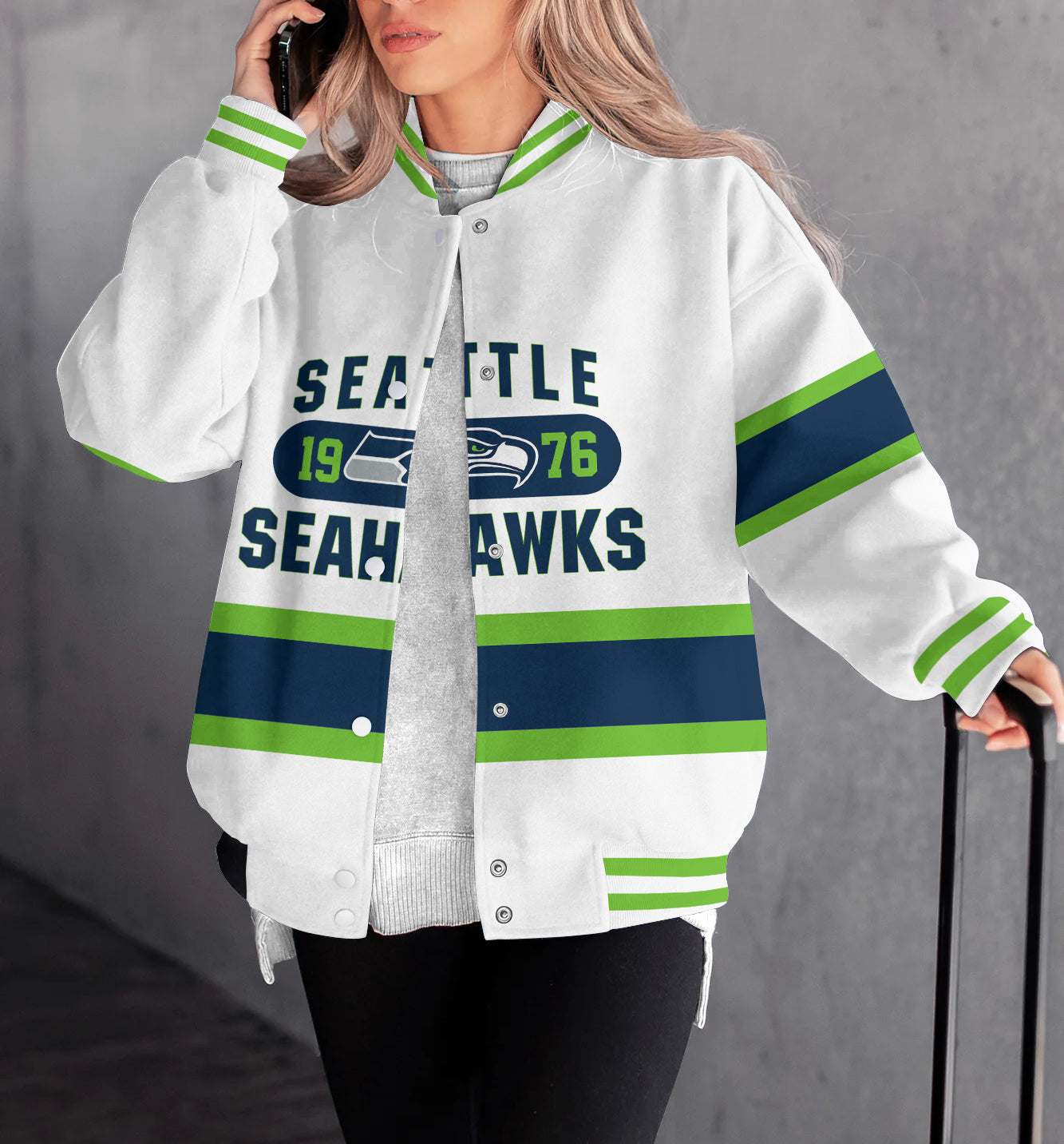 Seattle Seahawks Women's Long Pass Full- Snap Casual Jacket