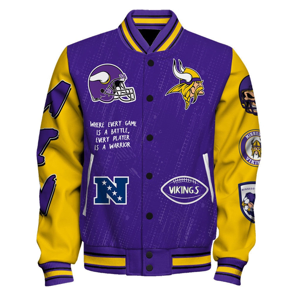 Minnesota Vikings National Football League Conquer Every Field Unisex Varsity Jacket