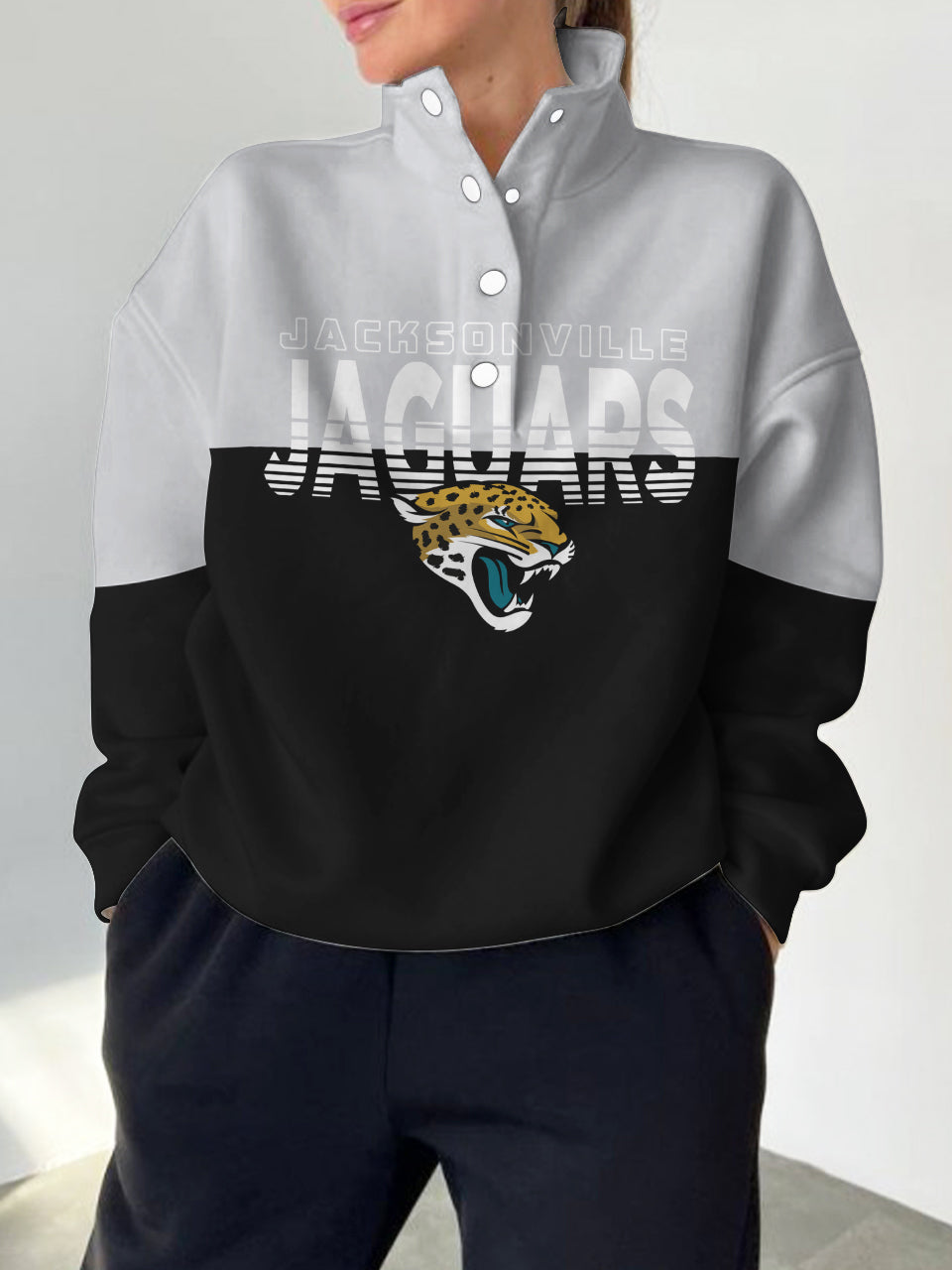 Jacksonville Jaguars 2025 New Design Casual Snap  Mockneck Pullover
