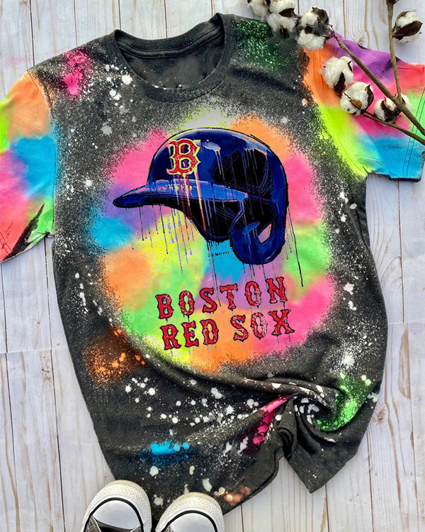 Boston Red Sox Tie-dye Round Neck T Shirt