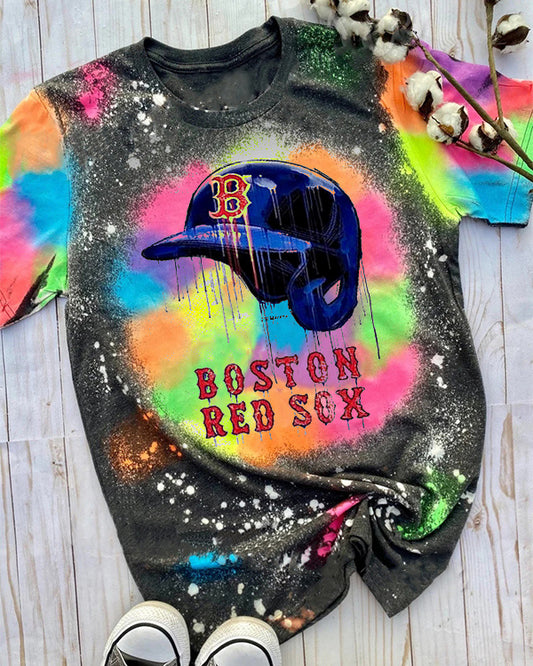 Boston Red Sox Tie-dye Round Neck T Shirt