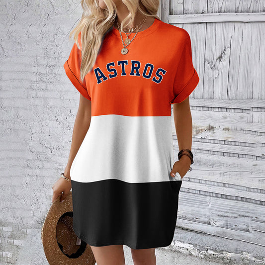 Astros Hidden Pocket Short Sleeve Tee Dress