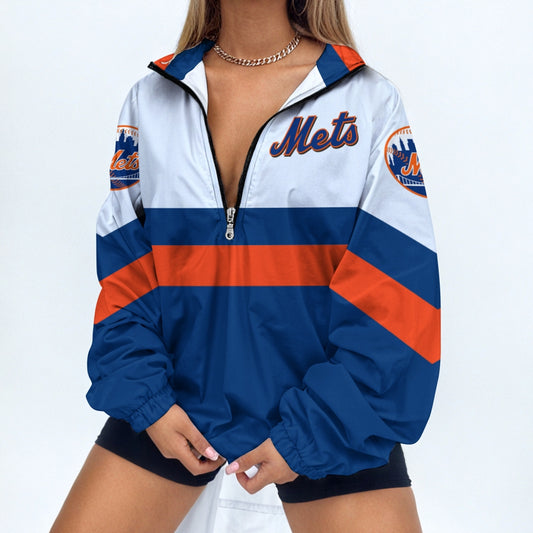 Women's Baseball Print V Neck Zipper Sweatshirt Jacket