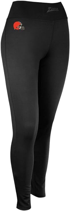Zubaz NFL Women's CLEVELAND BROWNS SOLID BLACK LEGGING Extra Small