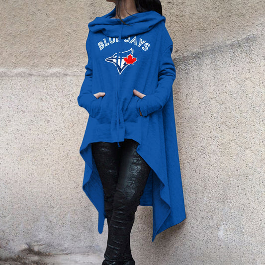 Fashionable Print Irregular Long Sleeve Sweatshirt