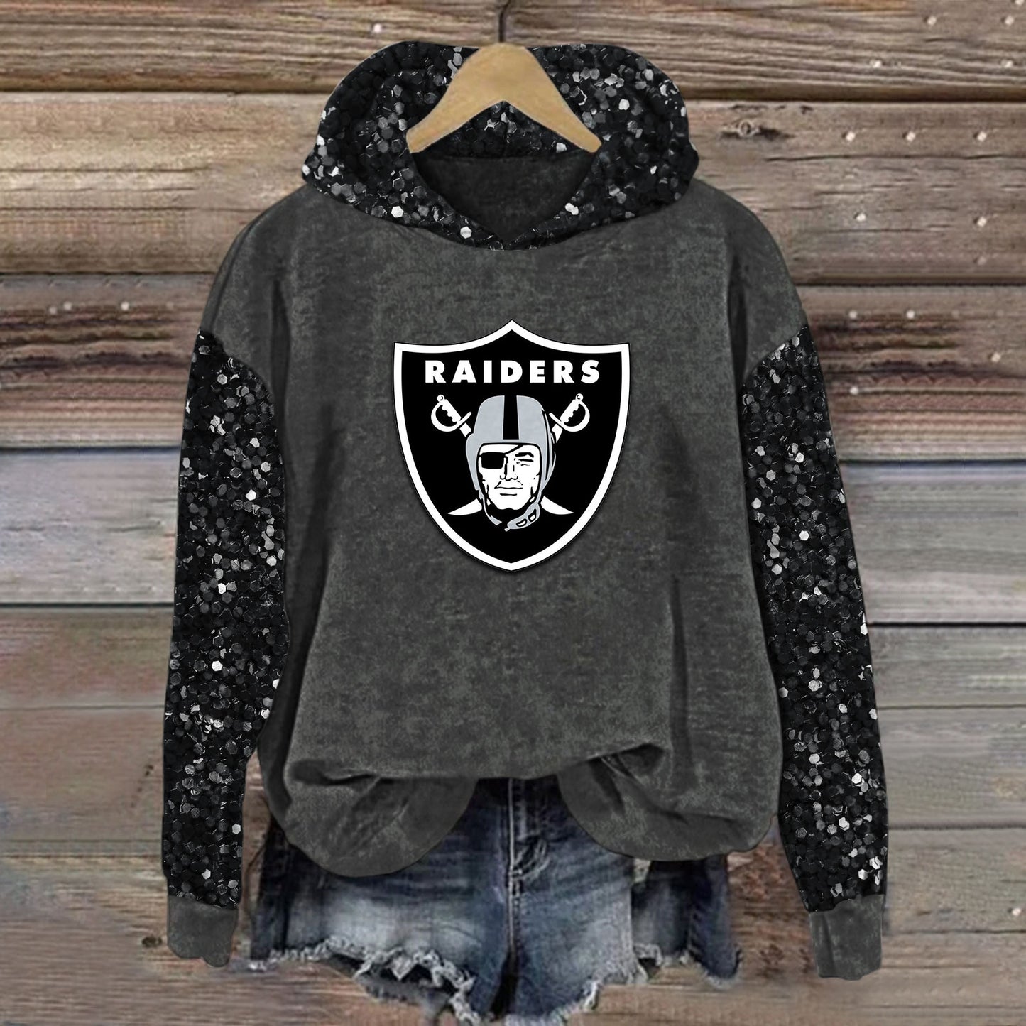 Sequined Sleeves Vintage Hoodie