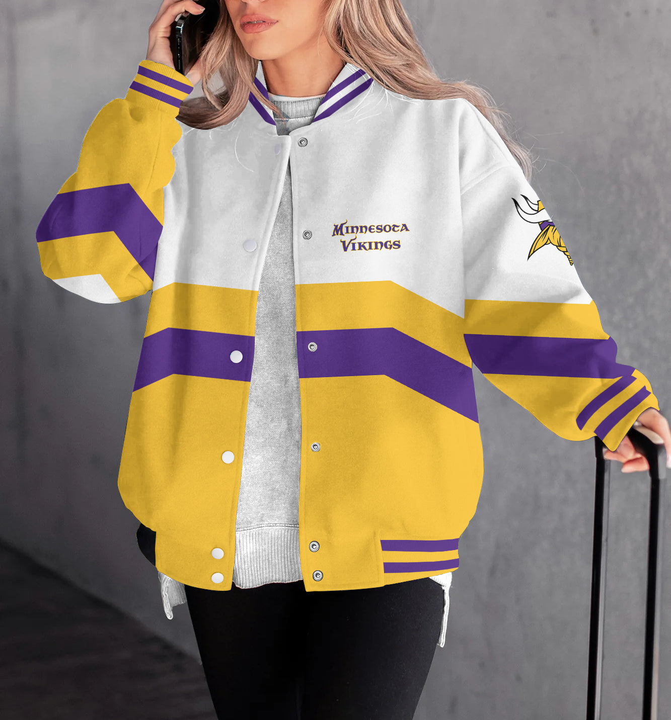 Minnesota Vikings Women's Long Pass Full- Snap Casual Jacket
