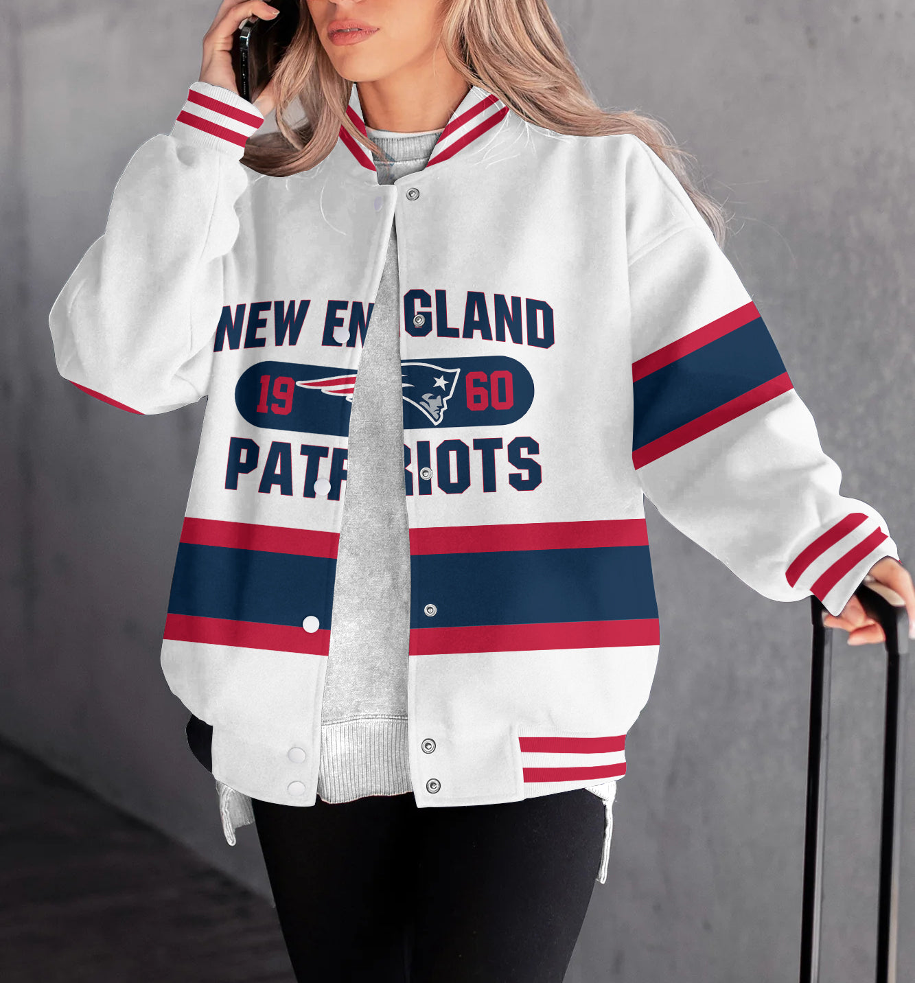 New England Patriots Women's Long Pass Full- Snap Casual Jacket