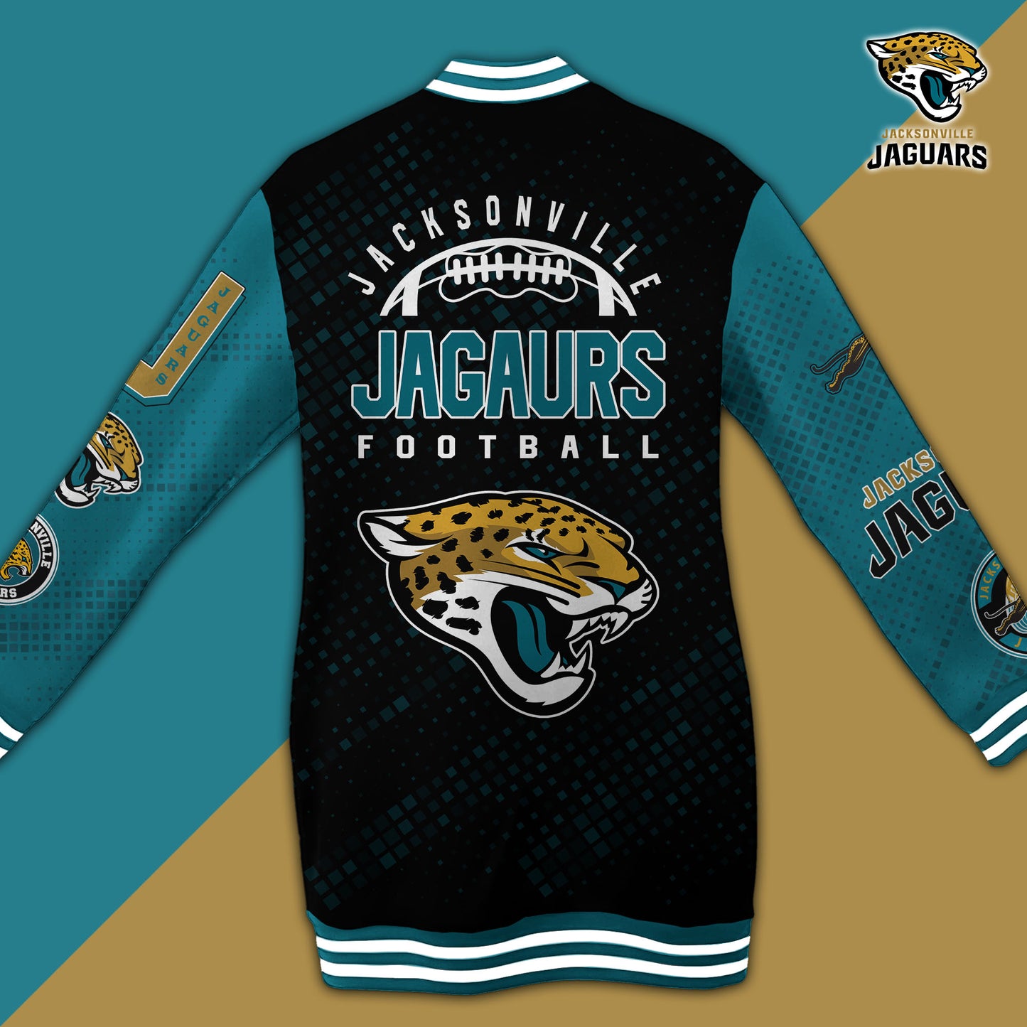 Jacksonville Jaguars Limited Edition Button Down Long Sleeve Jacket Dress