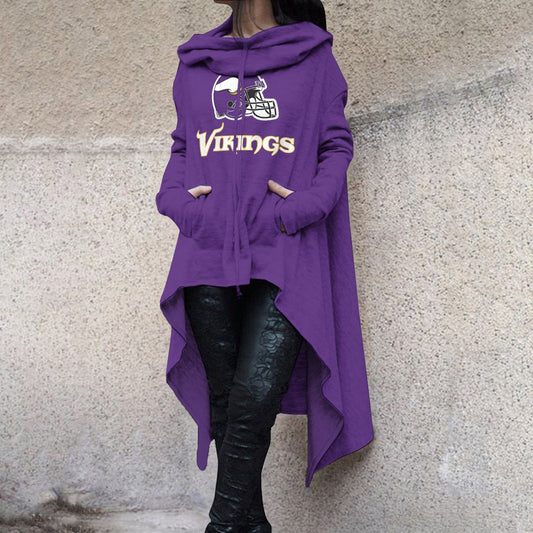 Fashionable Print Irregular Long Sleeve Sweatshirt