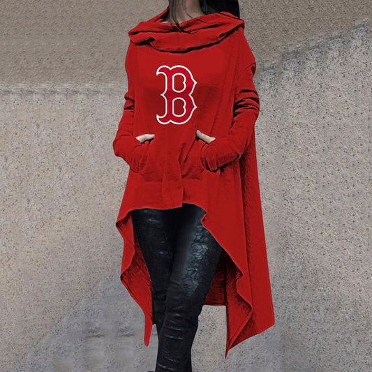 Fashionable Print Irregular Long Sleeve Sweatshirt