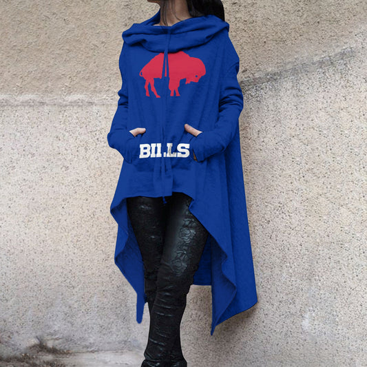 Fashionable Print Irregular Long Sleeve Sweatshirt