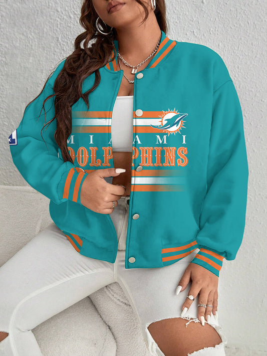 Miami Dolphins Women's Long Pass Full- Snap Casual Jacket