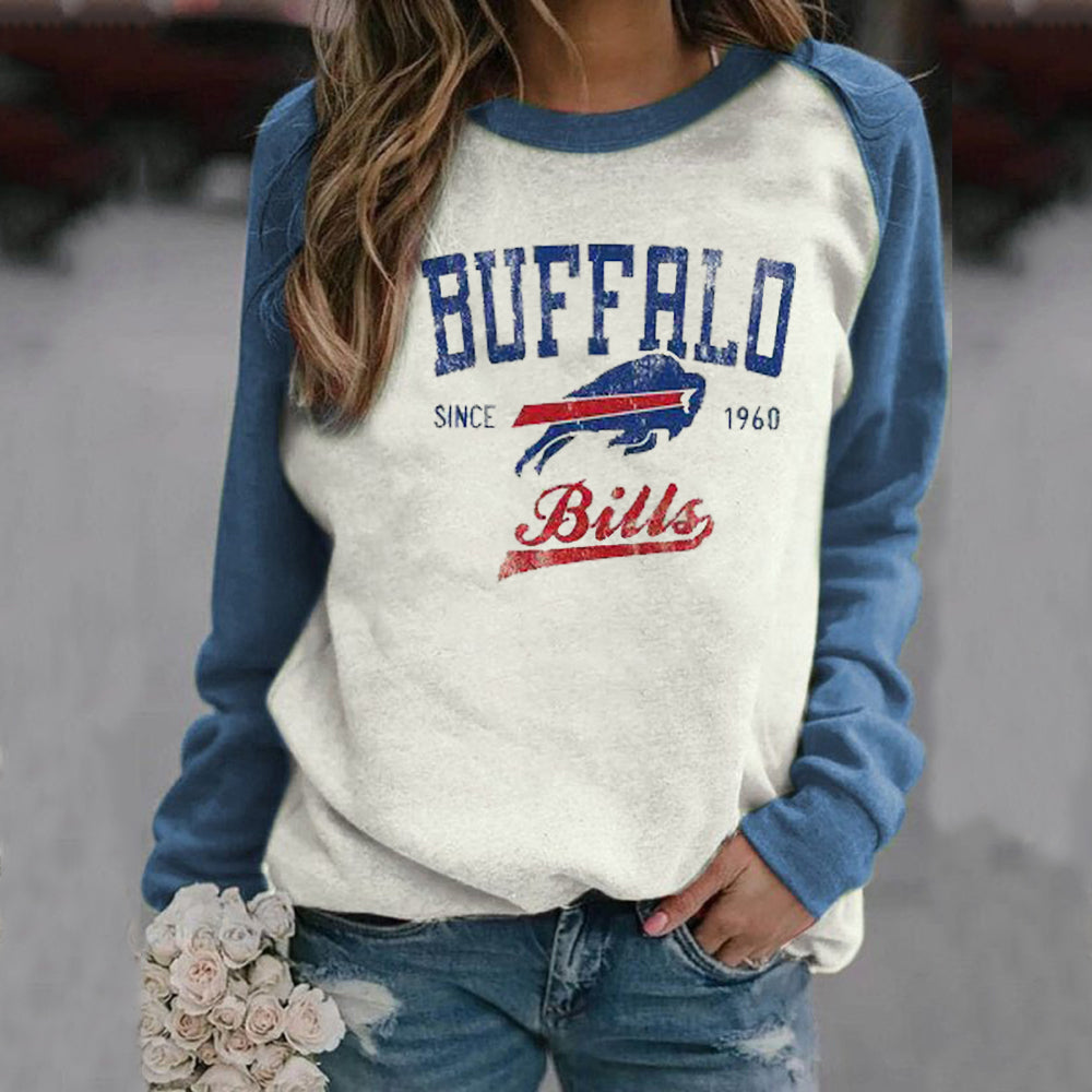 Casual loose stitched print Pullover