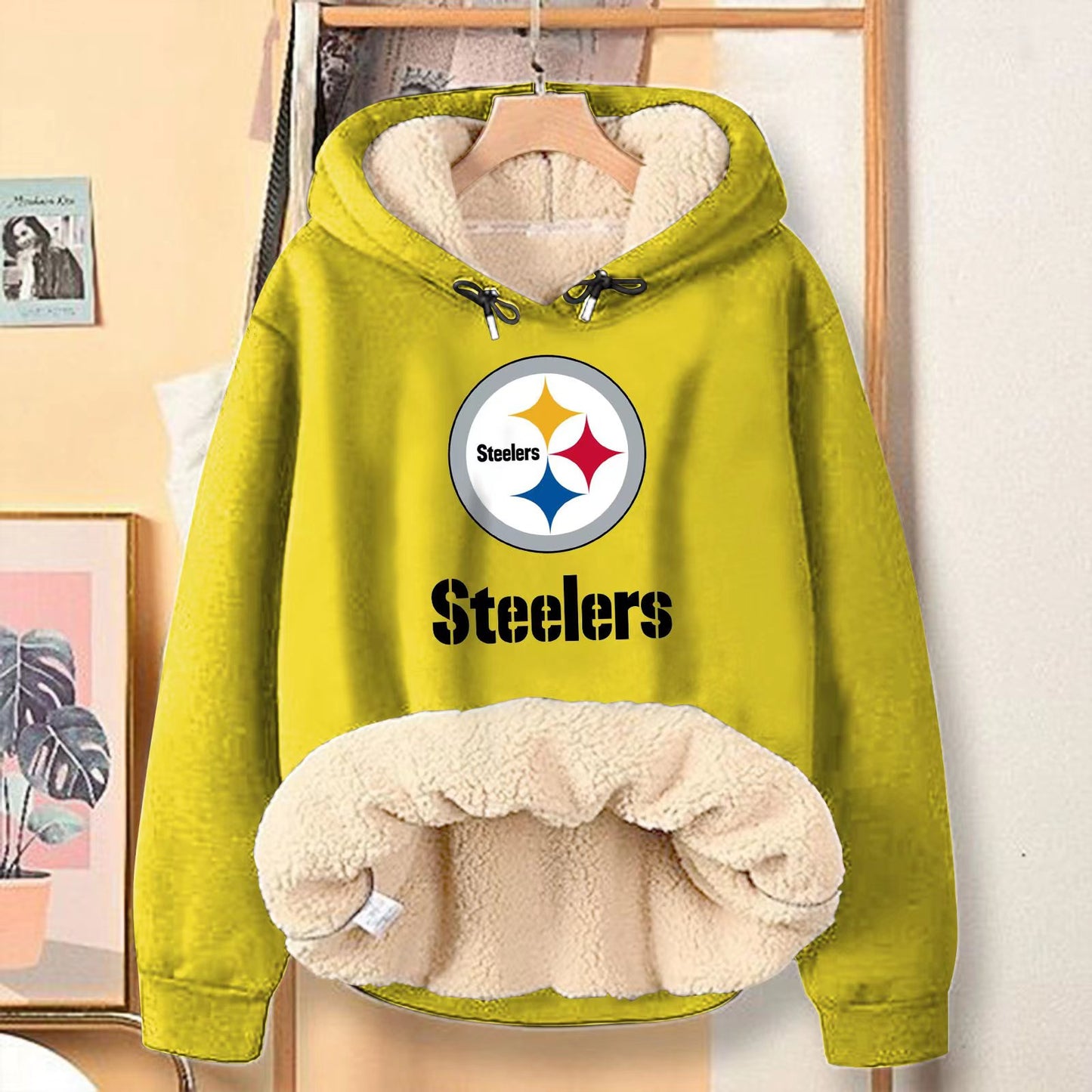 Casual Print Teddy Sherpa Fleece Hoodie