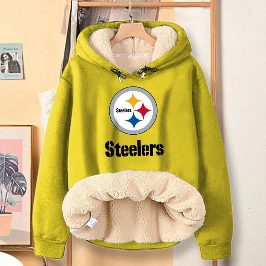 Casual Print Teddy Sherpa Fleece Hoodie