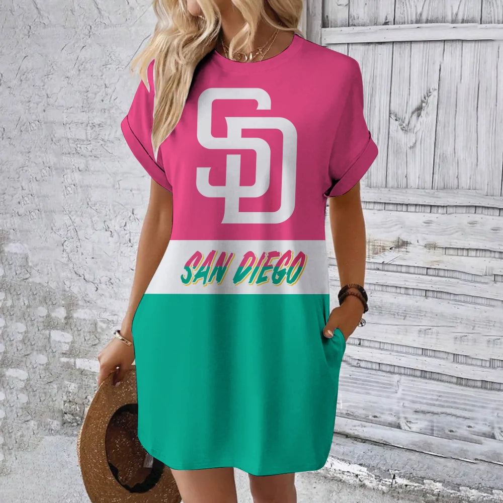 San Diego Padres Hidden Pocket Short Sleeve Tee Dress