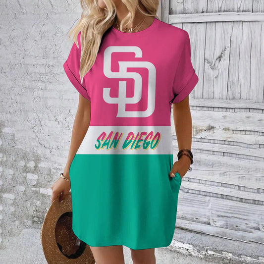 San Diego Padres Hidden Pocket Short Sleeve Tee Dress
