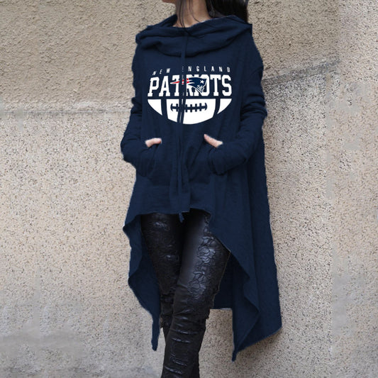 Fashionable Print Irregular Long Sleeve Sweatshirt