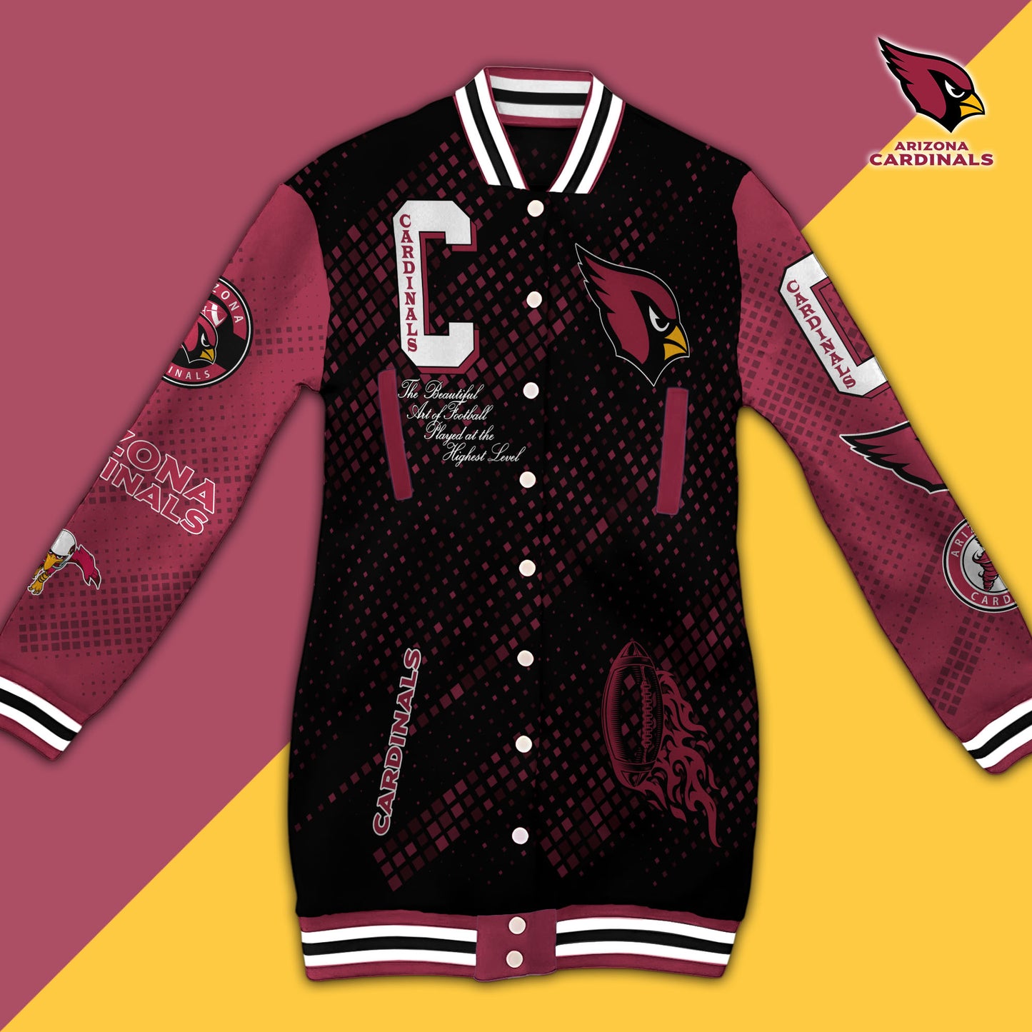 Arizona Cardinals Limited Edition Button Down Long Sleeve Jacket Dress