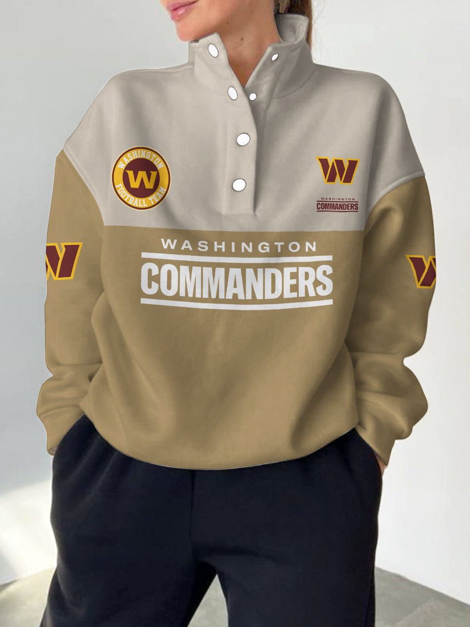 Washington Commanders  2025 New Design Casual Snap  Mockneck Pullover