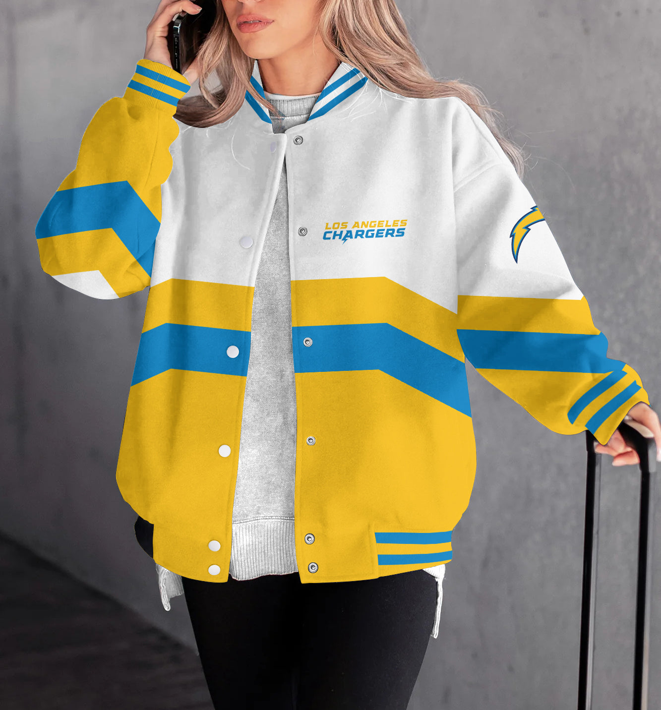 Los Angeles Chargers Women's Long Pass Full- Snap Casual Jacket