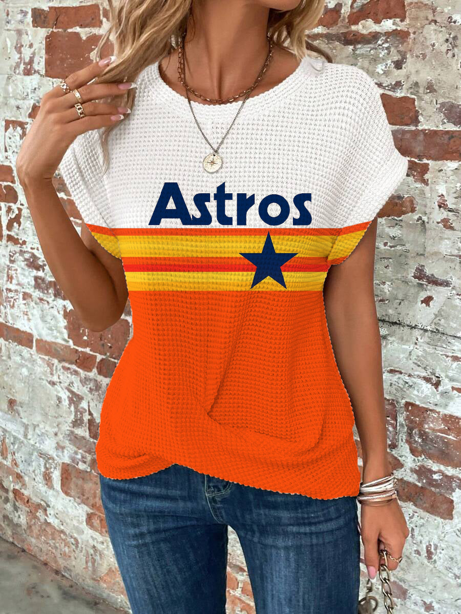 Astros Batwing Sleeve Cross Wrap Tee