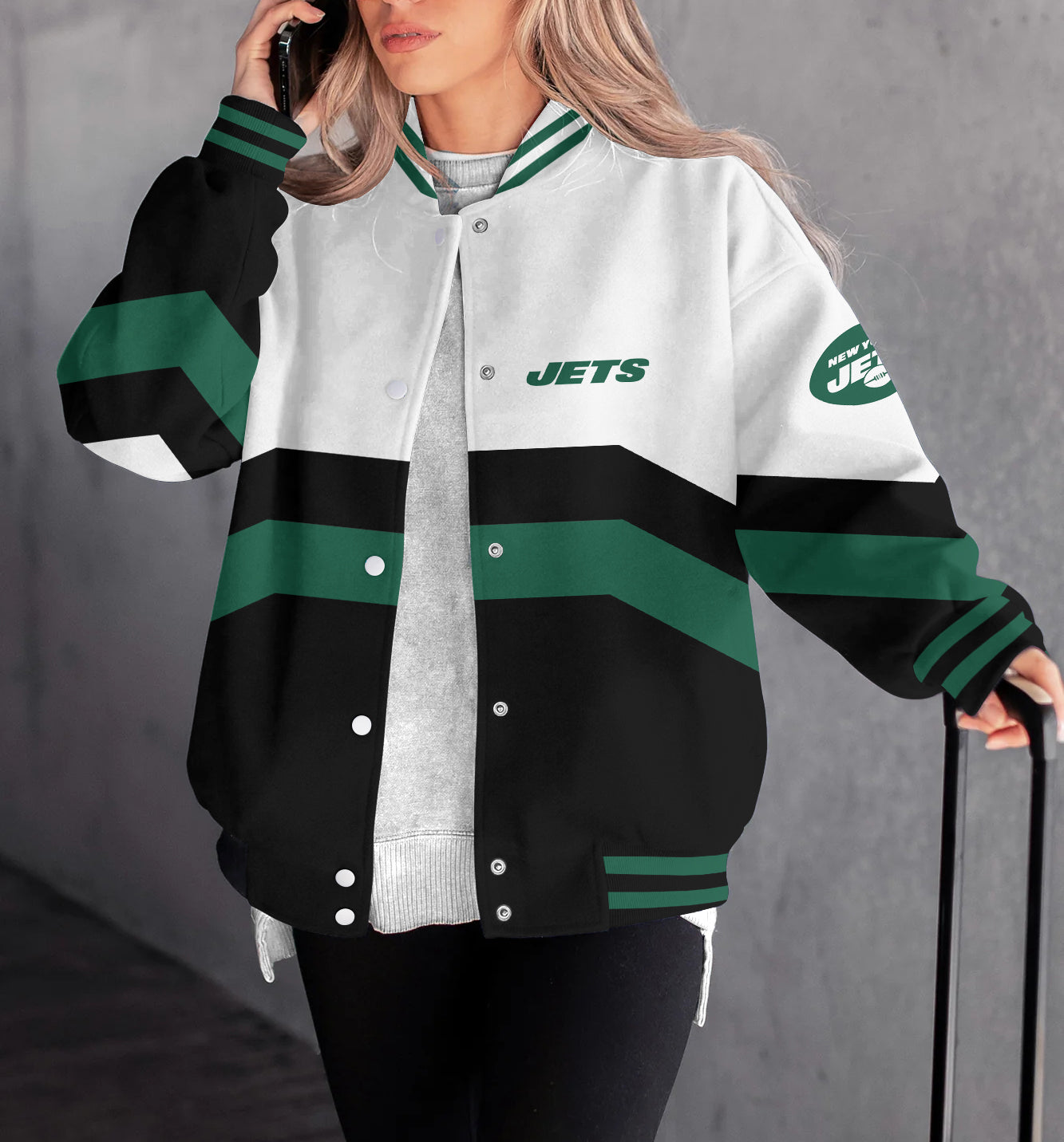 New York Jets Women's Long Pass Full- Snap Casual Jacket