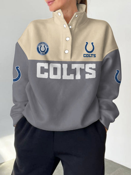 Indianapolis Colts 2025 New Design Casual Snap  Mockneck Pullover