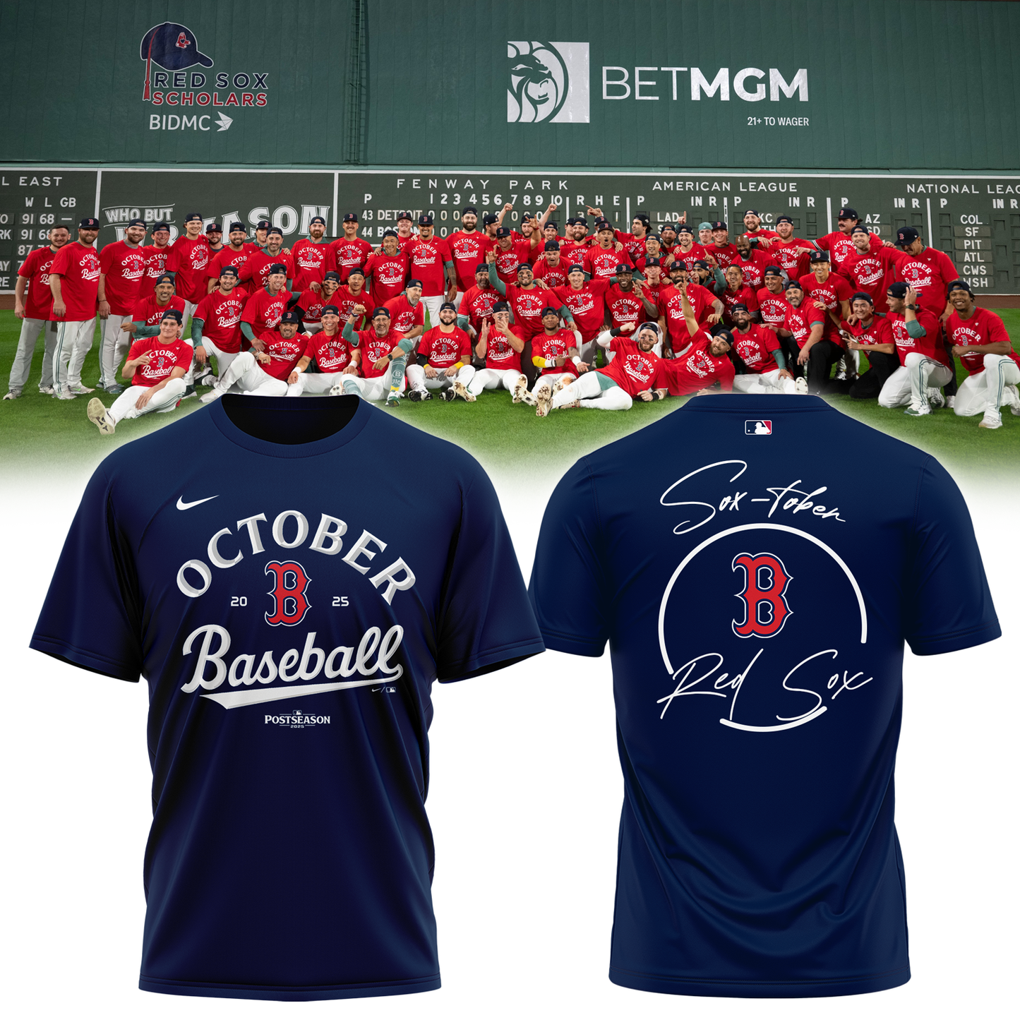 Boston Red Sox 2025 Postseason Locker Room T-Shirt