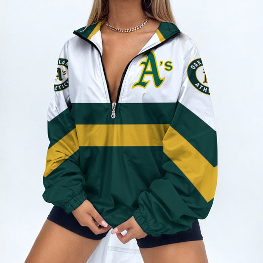 Women's Baseball Print V Neck Zipper Sweatshirt Jacket