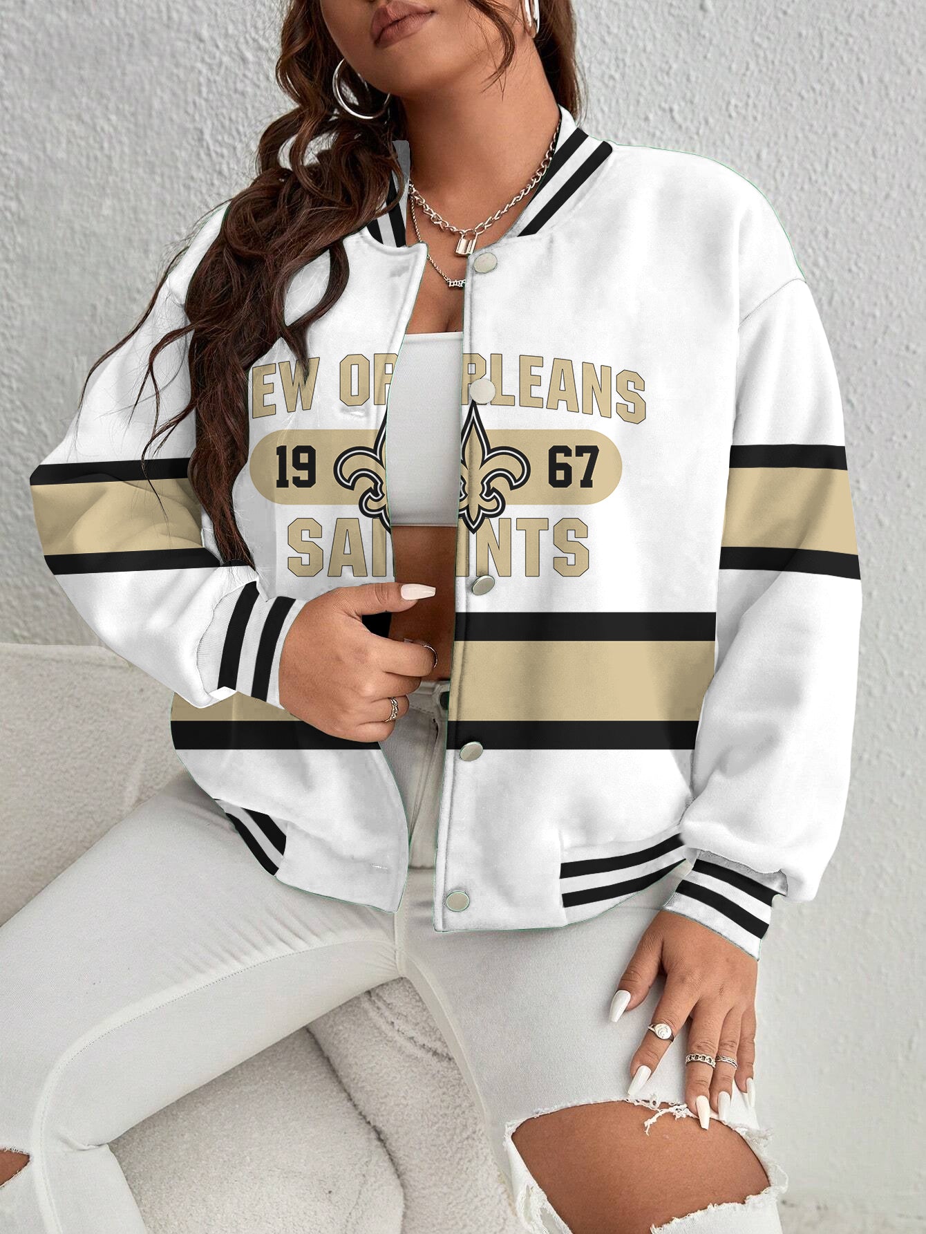 New Orleans Saints Women's Long Pass Full- Snap Casual Jacket