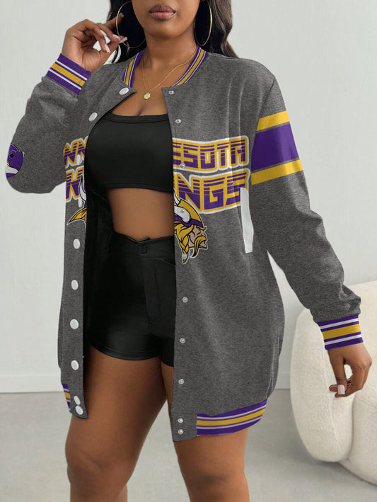 Minnesota Vikings Women's Limited Edition Button Down Long Sleeve Jacket Dress