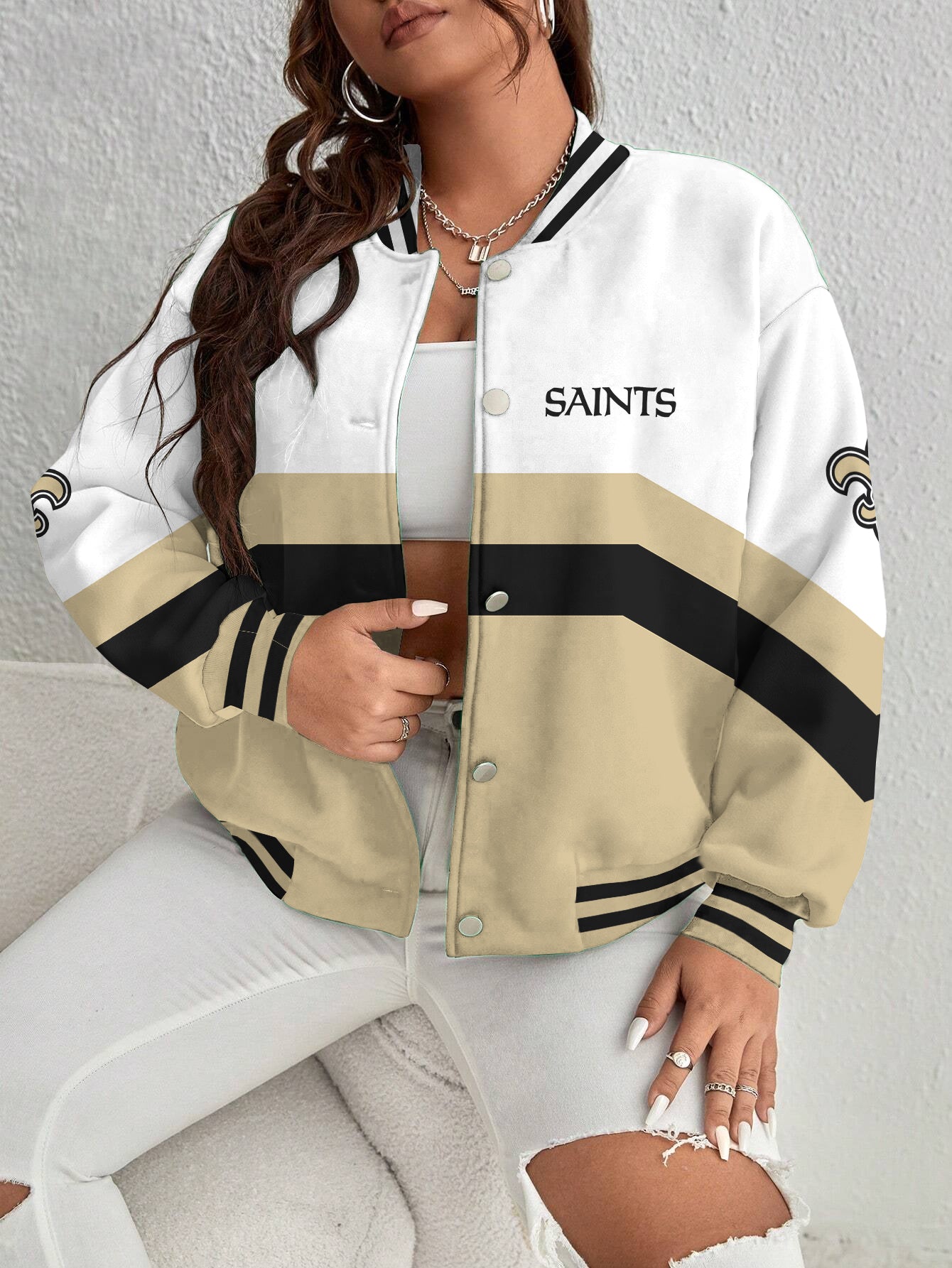 New Orleans Saints Women's Long Pass Full- Snap Casual Jacket