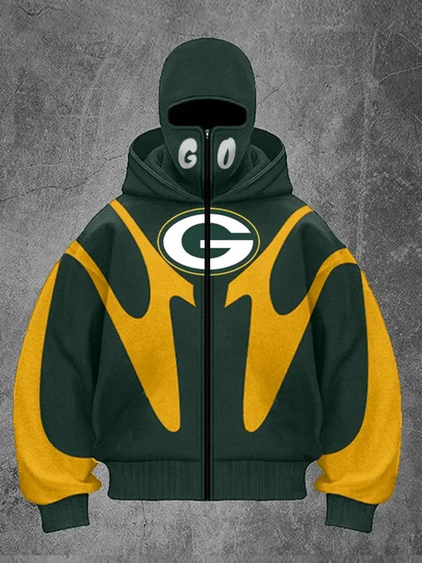 Unisex Masked Double Hooded Cardigan Jacket