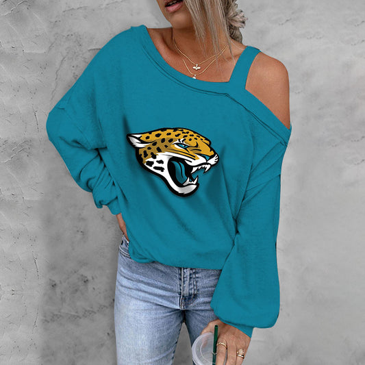 ASYMMETRICAL NECK SHIFT CASUAL LONG SLEEVE TOP