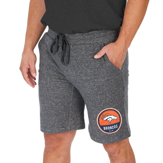 Zubaz NFL Men's DENVER BRONCOS DARK HEATHER GRAY MARLED FRENCH TERRY SWEAT SHORT MD