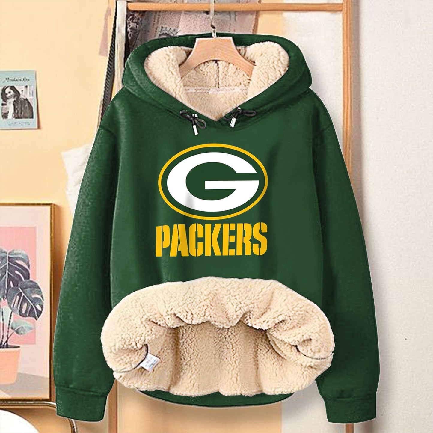 Casual Print Teddy Sherpa Fleece Hoodie