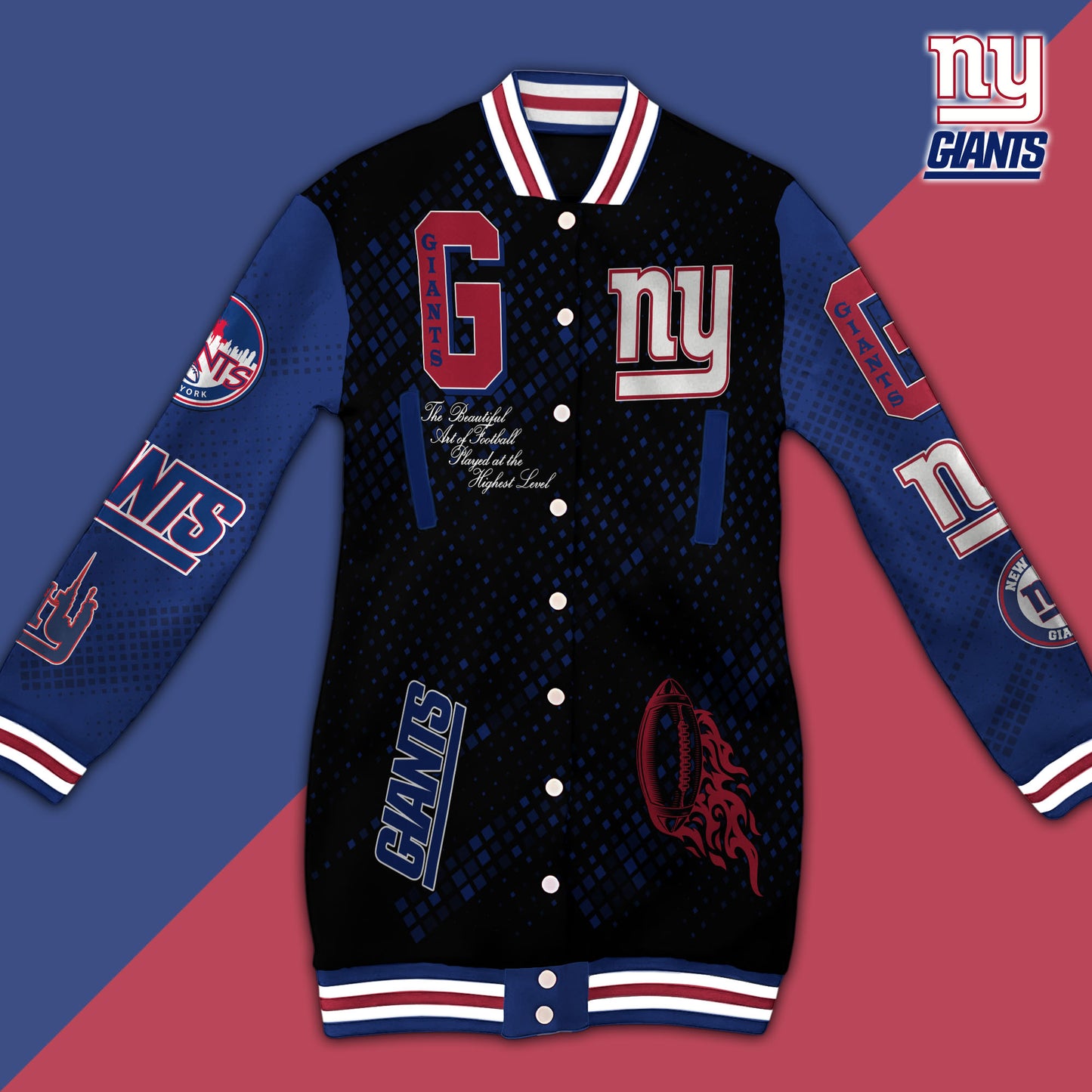 New York Giants Limited Edition Button Down Long Sleeve Jacket Dress