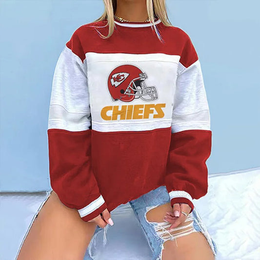 Fashion Printed Round Neck Raglan Sleeve Sweatshirt