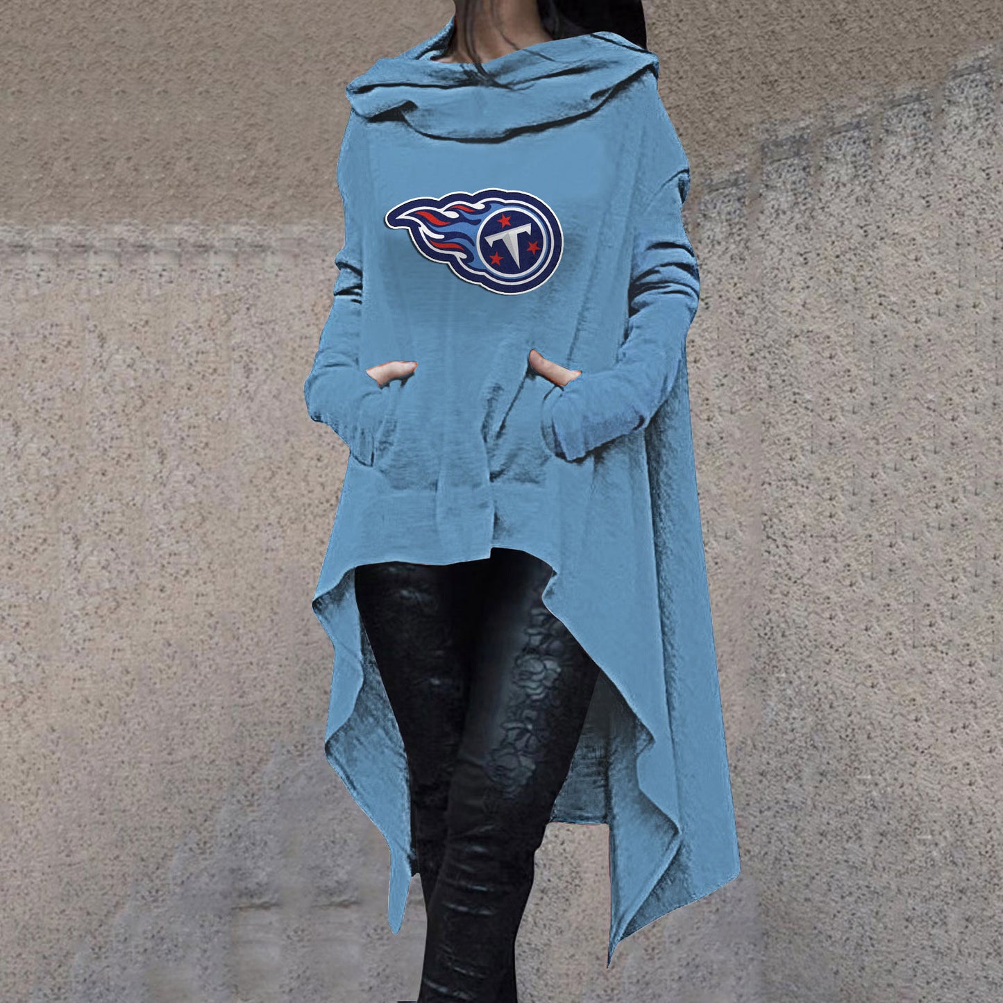 Fashionable Print Irregular Long Sleeve Sweatshirt