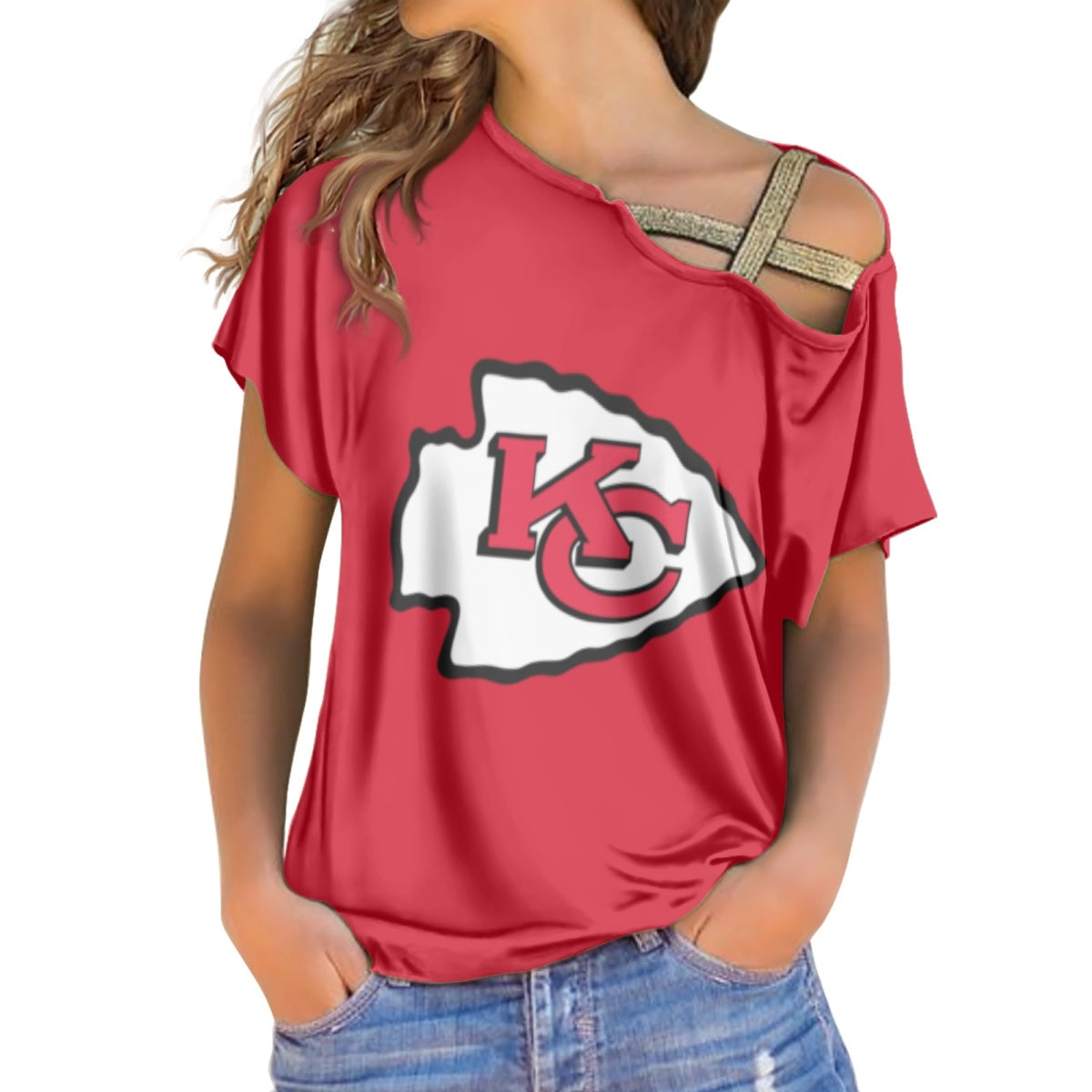 sequin cross belt women's top