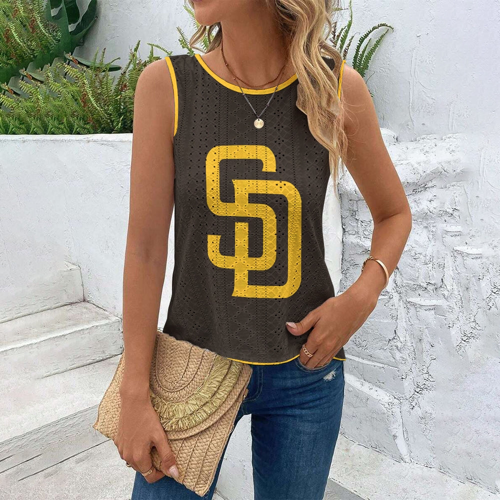 San Diego Padres Cut Out Wrap Cross Wrap Back Asymmetrical Beach Tank Top