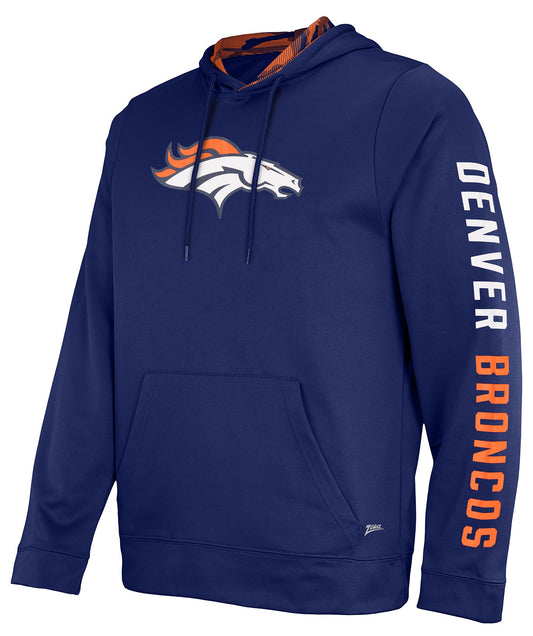 Zubaz NFL Men's Denver Broncos Solid Team Hoodie with Camo Lined Hood
