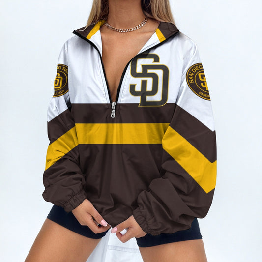 Women's Baseball Print V Neck Zipper Sweatshirt Jacket