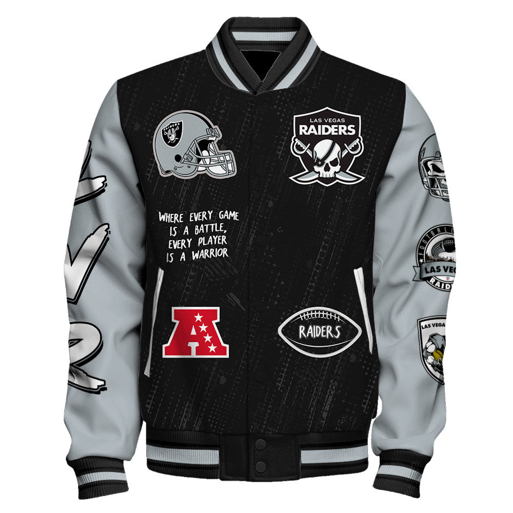 Las Vegas Raiders National Football League Conquer Every Field Unisex Varsity Jacket