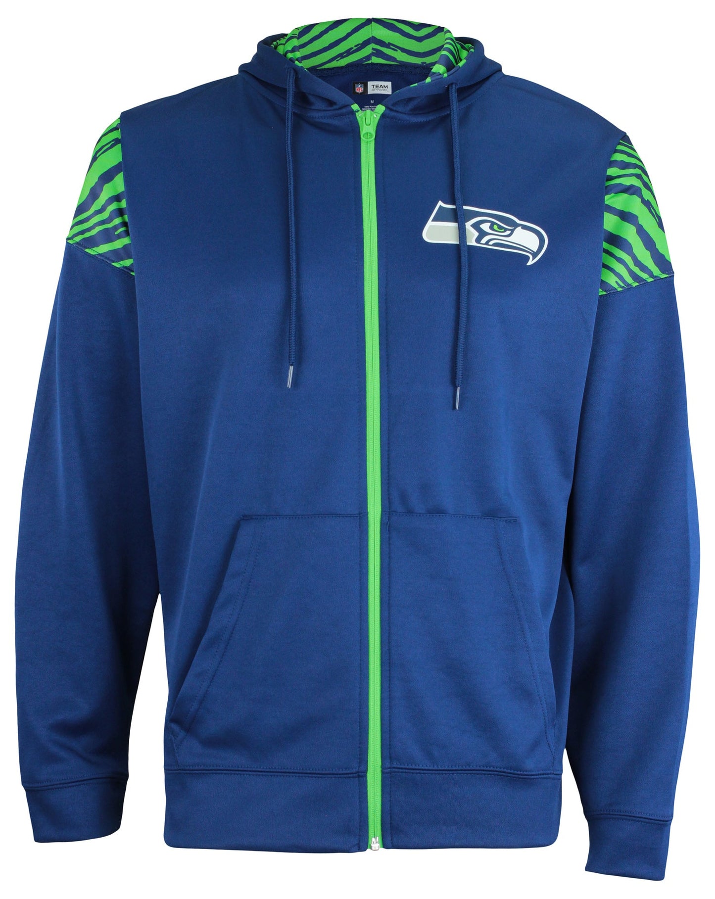 Zubaz Seattle Seahawks NFL Men's Full Zip Hoodie with Zebra Print Details